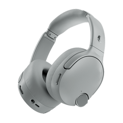 Grey over-ear Skullcandy Crusher 1080 ANC headphones on a black background | Cement