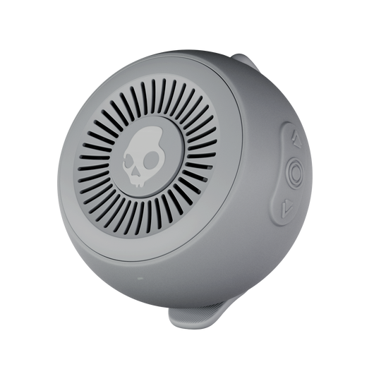 Gray Bluetooth speaker with a brand logo on a white background | Cement