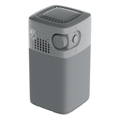 A gray session 900 with a textured lower body, a lighter gray upper section featuring ventilation holes, a dial, and a skull icon, shown on a solid white background. | Cement